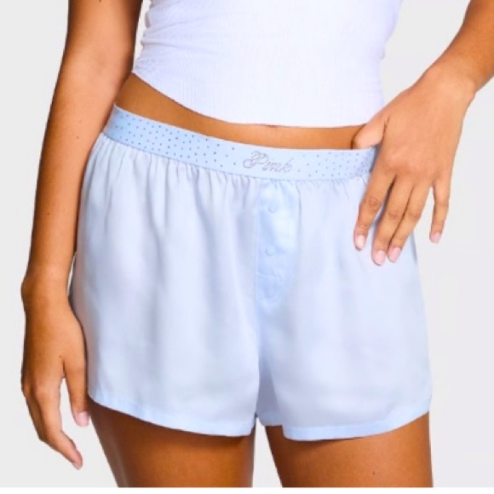 🔥VS Pink silky bling sleep boxy shorts pj shorts sz XXL NWT